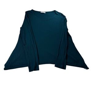 Bryn Walker Teal Rayon‎ Long Sleeve Shirt Size large